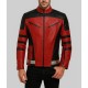 Men’s Black Striped Biker Red Leather Jacket