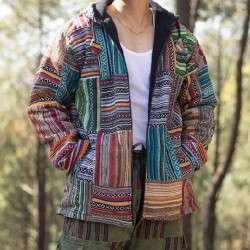 Men's Boho Patchwork Fleece-Lined Winter Jacket Men's Boho Patchwork Fleece-Lined Winter Jacket