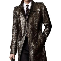 Men’s Double Breasted Alligator Brown Coat