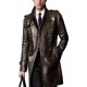 Men’s Double Breasted Alligator Brown Coat