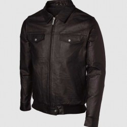 Men's Expressive Brown Bomber Leather Jacket