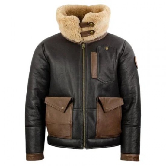 Men’s F-35 Aviator Chocolate Sheepskin Jacket