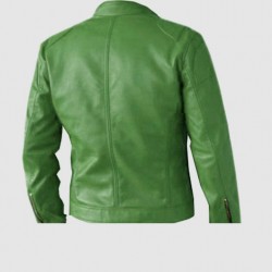 Men’s Green Leather Jacket - Regular Fit for Party Wear Men’s Green Leather Jacket - Regular Fit for Party Wear