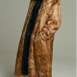 Men's Long Fox Faux Fur Coat with Oversized Hood Men's Long Fox Faux Fur Coat with Oversized Hood