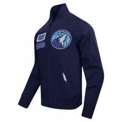 Men's Minnesota Timberwolves Navy Area Code Twill Full-Zip Jacket
