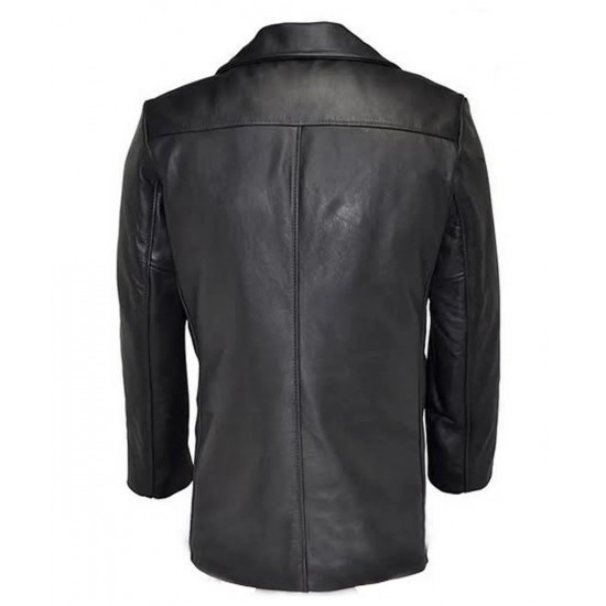 Men’s Naval Black Leather Peacoat Men’s Naval Black Leather Peacoat