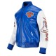 Men's New York Knicks "City Signature" Royal Blue & White Leather Varsity Jacket