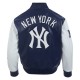 Men's New York Yankees City Signature Midnight Navy Leather Varsity Jacket Men's New York Yankees City Signature Midnight Navy Leather Varsity Jacket
