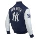 Men's New York Yankees City Signature Midnight Navy Leather Varsity Jacket Men's New York Yankees City Signature Midnight Navy Leather Varsity Jacket