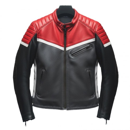 Men’s Red & Black Racing Motorcycle Leather Jacket