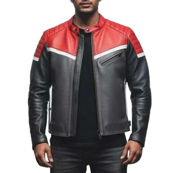 Men’s Red & Black Racing Motorcycle Leather Jacket