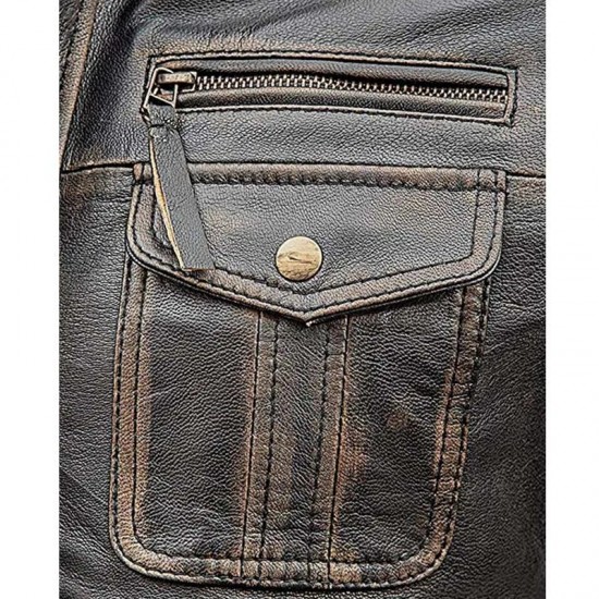Men’s Vintage Brown Cafe Racer Distressed Leather Jacket