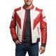 Men’s White and Red Street Racer Biker Leather Jacket