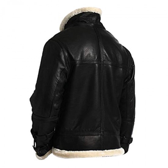 Men’s Black RAF Aviator Vintage B3 Hooded Sheepskin Bomber Jacket