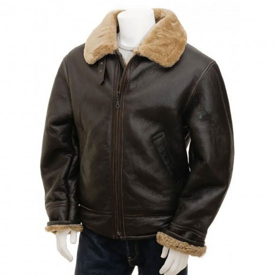 Men’s Brown RAF Aviator Vintage Real Shearling Sheepskin Flying Leather Jacket Men’s Brown RAF Aviator Vintage Real Shearling Sheepskin Flying Leather Jacket