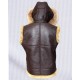 Mens Hooded B3 Aviator Fur Shearling RAF Leather Vest