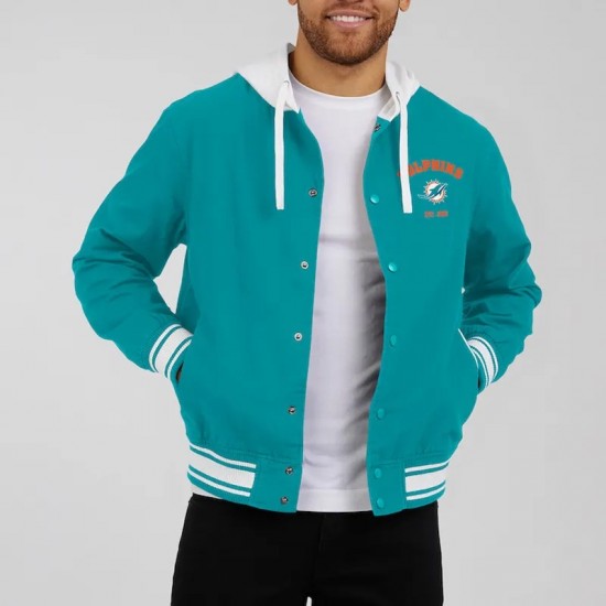 Miami Dolphins Aqua Cotton Hooded Jacket