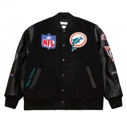 Miami Dolphins Black Out Vintage Logo Varsity Jacket