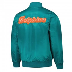 Miami Dolphins Exclusive Aqua Varsity Satin Jacket Miami Dolphins Exclusive Aqua Varsity Satin Jacket