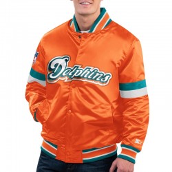 Miami Dolphins Gridiron Classics Home Game Orange Satin Jacket