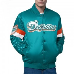 Miami Dolphins Triple Option Varsity Satin Jacket