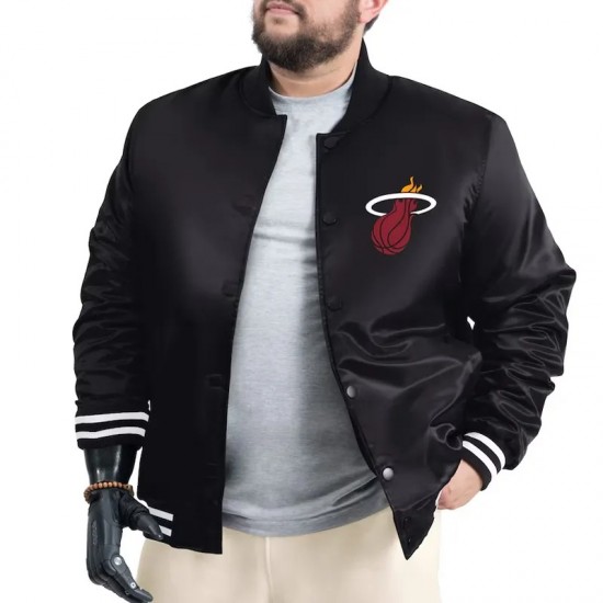Miami Heat Adaptive Bold Logo Varsity Satin Jacket