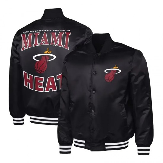Miami Heat Adaptive Bold Logo Varsity Satin Jacket