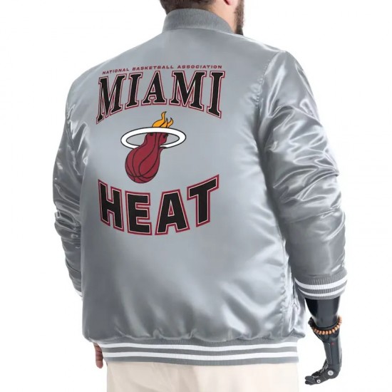 Miami Heat Adaptive Bold Logo Varsity Satin Jacket