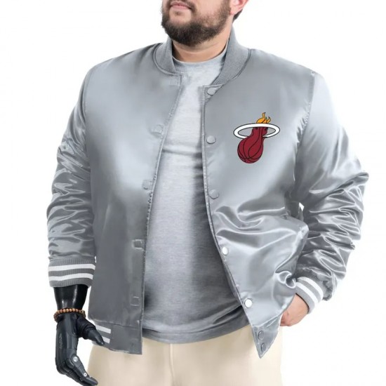 Miami Heat Adaptive Bold Logo Varsity Satin Jacket