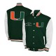 Miami Hurricanes Fleece Green and White Varsity Jacket