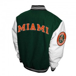 Miami Hurricanes Graduate Green and White Varsity Jacket