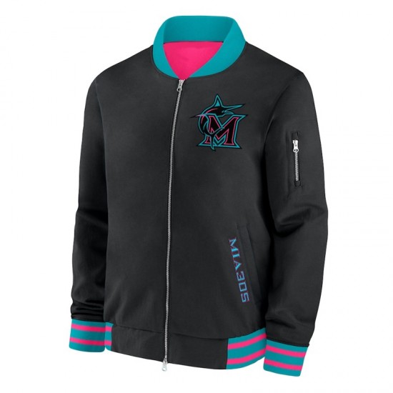 Miami Marlins City Connect Dugout Bomber Jacket Miami Marlins City Connect Dugout Bomber Jacket