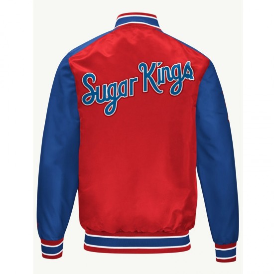 Miami Marlins Red and Blue Varsity Satin Jacket Miami Marlins Red and Blue Varsity Satin Jacket