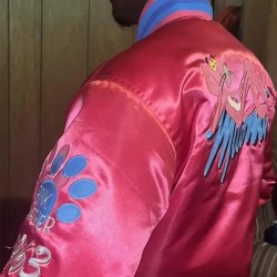 Miami Pink Panther Satin Varsity Jacket for Trendy Style