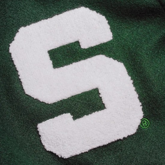 Michigan State Spartans Green and Off White Varsity Jacket