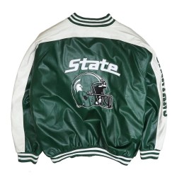Michigan State Varsity Green and White Leather Jacket Michigan State Varsity Green and White Leather Jacket