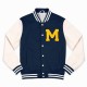 Michigan Wolverines Navy and Off White Varsity Jacket