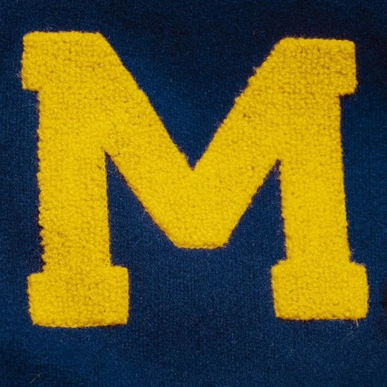 Michigan Wolverines Navy and Off White Varsity Jacket