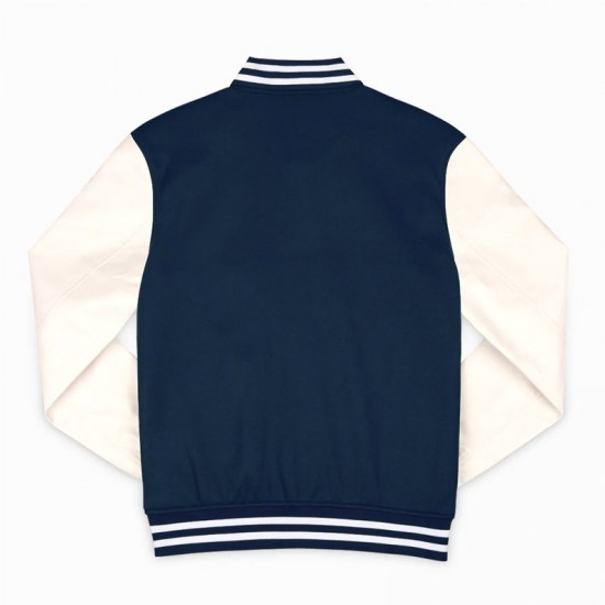Michigan Wolverines Navy and Off White Varsity Jacket