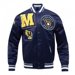 Milwaukee Brewers Mashup Classic Rib Satin Jacket Milwaukee Brewers Mashup Classic Rib Satin Jacket