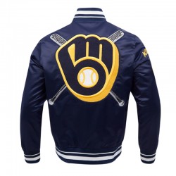 Milwaukee Brewers Mashup Classic Rib Satin Jacket Milwaukee Brewers Mashup Classic Rib Satin Jacket