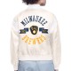 Milwaukee Brewers Printed Logo Varsity Satin Jacket Milwaukee Brewers Printed Logo Varsity Satin Jacket