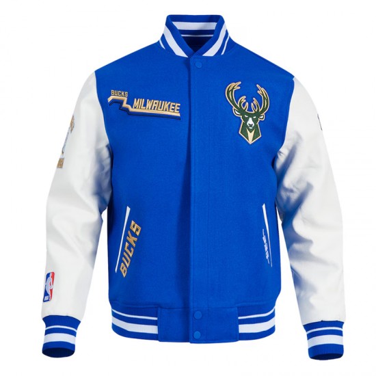 Milwaukee Bucks 2024/25 City Edition Chenille Blue Varsity Jacket