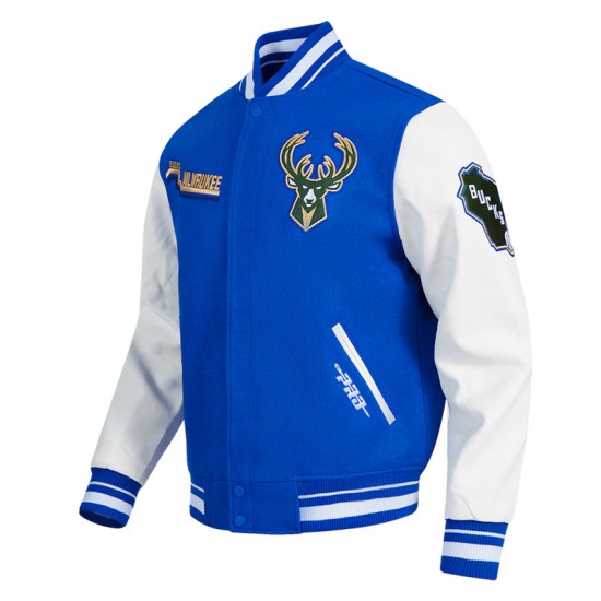 Milwaukee Bucks 2024/25 City Edition Chenille Blue Varsity Jacket
