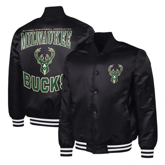 Milwaukee Bucks Adaptive Bold Logo Varsity Satin Jacket