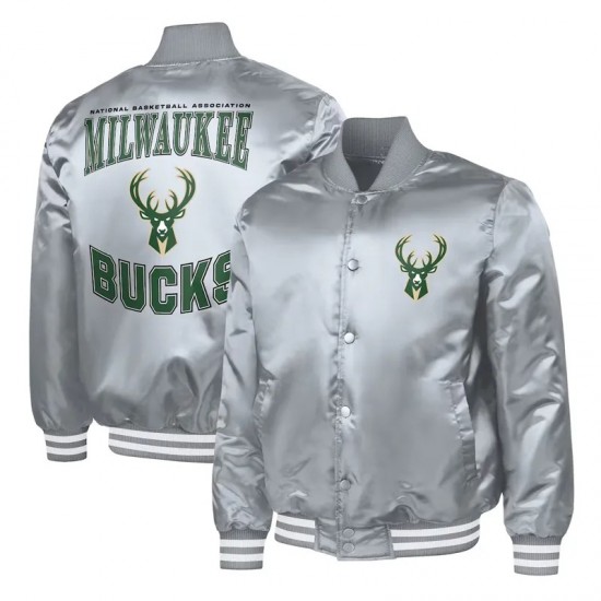 Milwaukee Bucks Adaptive Bold Logo Varsity Satin Jacket