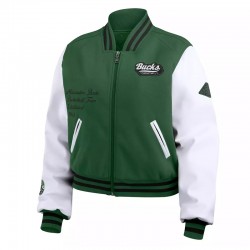 Milwaukee Bucks Green White Varsity Full-Zip Jacket Milwaukee Bucks Green White Varsity Full-Zip Jacket
