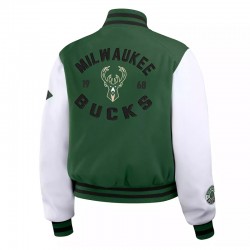 Milwaukee Bucks Green White Varsity Full-Zip Jacket Milwaukee Bucks Green White Varsity Full-Zip Jacket