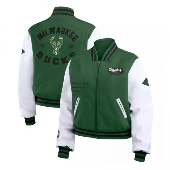 Milwaukee Bucks Green White Varsity Full-Zip Jacket