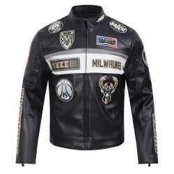 Milwaukee Bucks Men's Moto Jacket Milwaukee Bucks Men's Moto Jacket